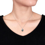 9.5-10mm Cultured Tahitian Pearl & 1/10ct TW Diamond Pendant with Chain in 10k White Gold - 17 in