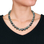 8-11mm Multi-Colored Cultured Tahitian Pearl Strand Necklace in 14k White Gold - 17 in