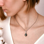 9-10mm Cultured Tahitian Pearl & Diamond Accent Cluster Leaf Pendant with Chain in 10k White Gold - 17 in