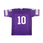 Fran Tarkenton Signed Vikings Jersey Inscribed "HOF 86"  & Ahmad Rashad Signed Vikings Jersey