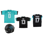 Calvin Ridley Signed  Jaguars Jersey, Calvin Ridley Signed Jaguars Eclipse Alternate Speed Mini Helmet, Evan Engram Signed Jaguars Jersey, & Christian Kirk Signed  Jaguars Jersey