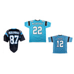 Christian McCaffrey Signed Panthers Jersey, D. J. Moore Signed Panthers Jersey, & Muhsin Muhammad Signed Panthers Jersey