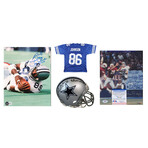 Butch Johnson Signed Cowboys Jersey, Butch Johnson Signed Cowboys Mini Helmet, Golden Richards Signed Cowboys 8x10 Photo, & Billy Joe DuPree Signed Cowboys 8x10 Photo