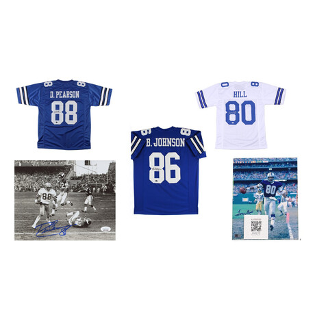 Drew Pearson Signed Cowboys Jersey, Drew Pearson Signed Dallas Cowboys 8x10 Photo, Tony Hill Signed Cowboys Jersey, Tony Hill Signed Cowboys 8x10 Photo, & Butch Johnson Signed Cowboys Jersey