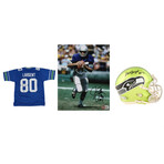 Steve Largent Signed Seahawks Jersey Inscribed "HOF 95", Steve Largent Signed Seahawks Flash Alternate Speed Mini Helmet Inscribed "HOF '95", & Jim Zorn Signed Seahawks 8x10 Photo With Inscription