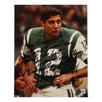 Joe Namath Signed Jets Jersey, Joe Namath Signed 8x10 Jets Photo With Extensive Inscription, & Don Maynard Signed Jets 8x10 Photo