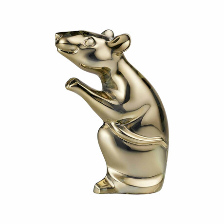 Baccarat Zodiac Crystal 2020 The Year of The Rat Gold Figurine // 2813062