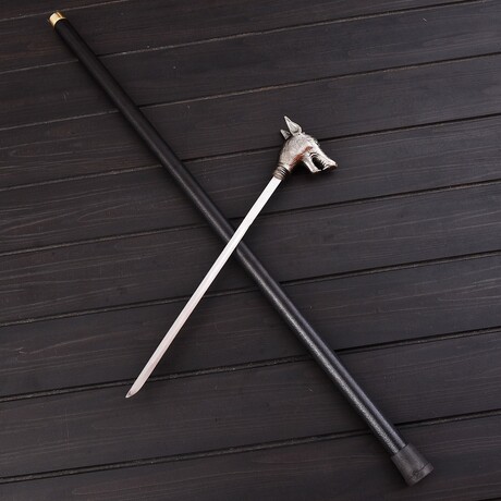 Wolf Head Walking Cane Sword // Hidden Sword // 7310