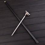 Wolf Head Walking Cane Sword // Hidden Sword // 7310