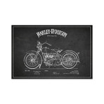 Harley-Davidson Charcoal Patent Blueprint Print on Acrylic Glass by Aged Pixel (24"H x 16"W x 0.25"D)