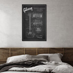 Gibson Guitar Charcoal Patent Blueprint Print on Acrylic Glass by Aged Pixel (16"H x 24"W x 0.25"D)