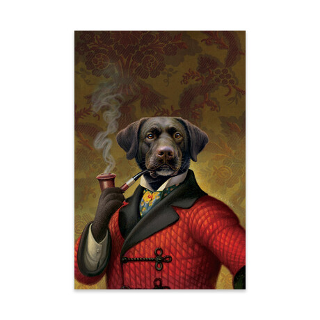 The Red Beret (Dog) Print on Acrylic Glass by Dan Craig (16"H x 24"W x 0.25"D)