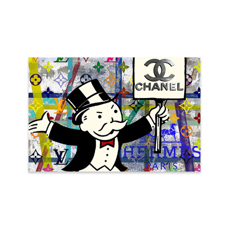 Monopoly Disaster With Chanel Print on Acrylic Glass by Taylor Smith (24"H x 16"W x 0.25"D)