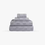 Waffle Terry 2 Pieces Turkish Bath Towels Set (White)