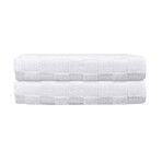 Waffle Terry 2 Pieces Turkish Bath Sheet Towels Set (White)