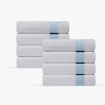 Pera 8 Pieces Turkish Wash Towels Set (Silver)