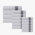 Pera 16 Pieces Turkish Towels Set (Silver)