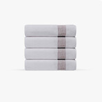 Pera 4 Pieces Turkish Wash Towels Set (Silver)