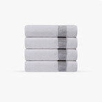 Pera 4 Pieces Turkish Wash Towels Set (Silver)