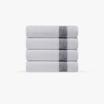 Pera 4 Pieces Turkish Wash Towels Set (Silver)