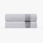 Pera 2 Pieces Turkish Bath Sheet Towels Set (Silver)