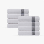 Pera 8 Pieces Turkish Wash Towels Set (Silver)