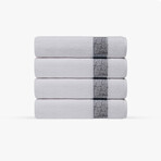 Pera 4 Pieces Turkish Hand Towels Set (Silver)