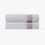 Pera 2 Pieces Turkish Bath Sheet Towels Set (Silver)