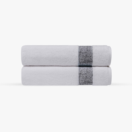 Pera 2 Pieces Turkish Bath Towels Set (Silver)