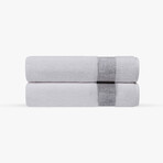 Pera 2 Pieces Turkish Bath Towels Set (Silver)