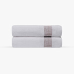 Pera 2 Pieces Turkish Bath Towels Set (Silver)