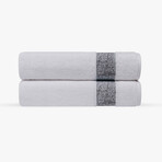 Pera 2 Pieces Turkish Bath Sheet Towels Set (Silver)