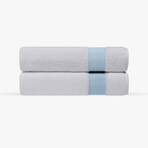 Pera 2 Pieces Turkish Bath Sheet Towels Set (Silver)