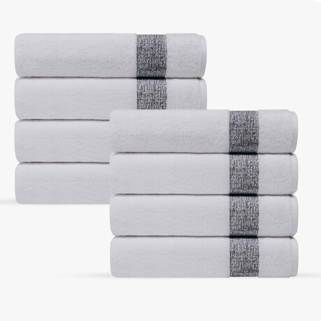 Pera 8 Pieces Turkish Hand Towels Set (Silver)