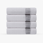 Pera 4 Pieces Turkish Bath Towels Set (Silver)