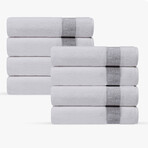 Pera 8 Pieces Turkish Hand Towels Set (Silver)