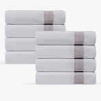 Pera 8 Pieces Turkish Hand Towels Set (Silver)