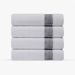 Pera 4 Pieces Turkish Bath Towels Set (Silver)