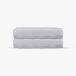 Waffle Terry 2 Pieces Turkish Bath Mat Set (White)