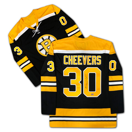 Gerry Cheevers Autographed Black Boston Bruins Jersey