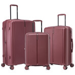 DUKAP Airley Lightweight Hardside Spinner 3 Piece Luggage Set  20"/24"/28" // Wine