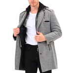 Button Up Hooded Overcoat // Dark Gray Melange (S)