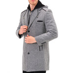 Button Up Hooded Overcoat // Dark Gray Melange (S)