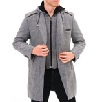 Button Up Hooded Overcoat // Dark Gray Melange (S)