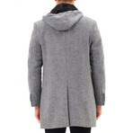 Button Up Hooded Overcoat // Dark Gray Melange (S)