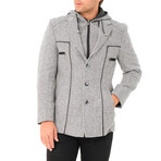 Hooded Zip Up Overcoat // Gray Melange (S)