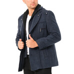 Hooded Zip Up Overcoat // Dark Blue Melange (S)