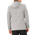 Hooded Zip Up Overcoat // Gray Melange (S)