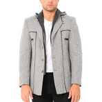 Hooded Zip Up Overcoat // Gray Melange (S)