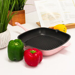 11" Cast Iron Square Grill Pan (Pink)